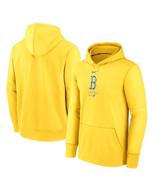 Nike Yellow Boston Red Sox City Connect Practice Performance Pullover Hoodie for men