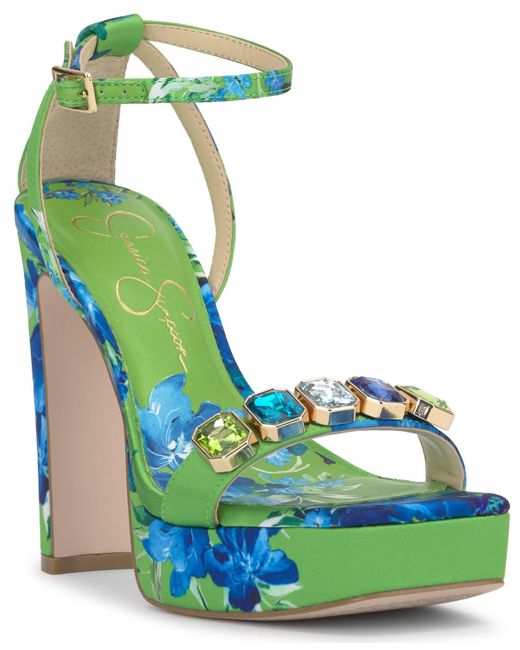 Jessica Simpson Green Callirah Ankle-strap Platform Sandals