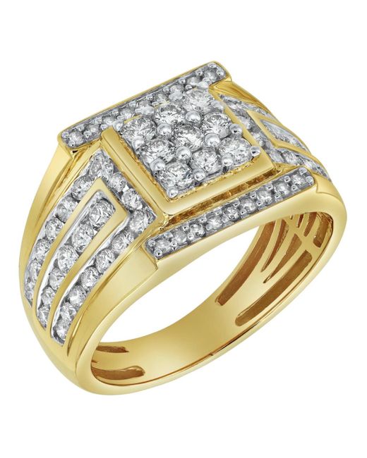 LuvMyJewelry Metallic Iced Hammer Natural Certified Diamond 1.55 Cttw Round Cut 14k Gold Statement Ring for men