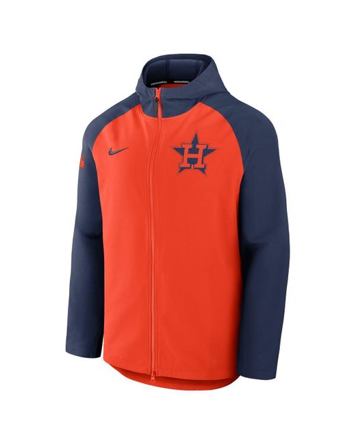 Nike Orange/navy Houston Astros Authentic Collection Raglan Performance Full-zip Jacket for men
