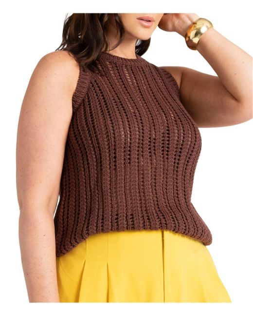 Eloquii Orange Plus Size Crochet Knitted Tank Close Fit