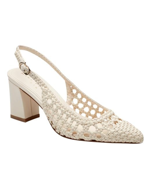 Marc Fisher Natural Zaiden Woven Block Heel Slingback Pumps