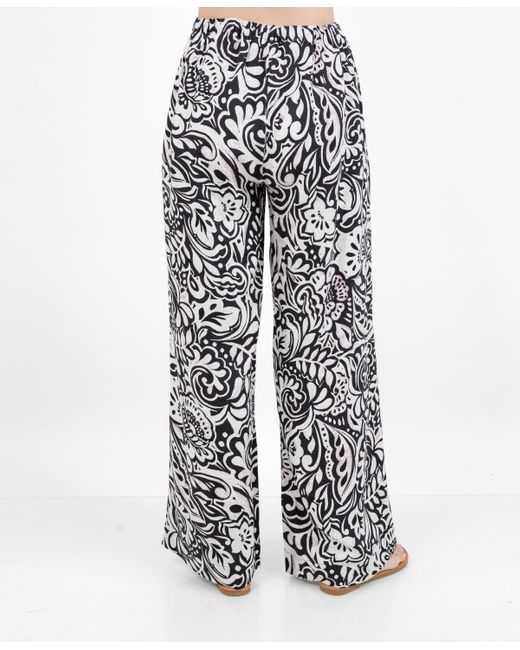 Fever White Allover Printed Drawstring Pants
