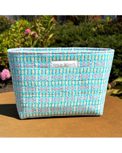 Evelyn & Kate Blue Patterned Quilted Pouch