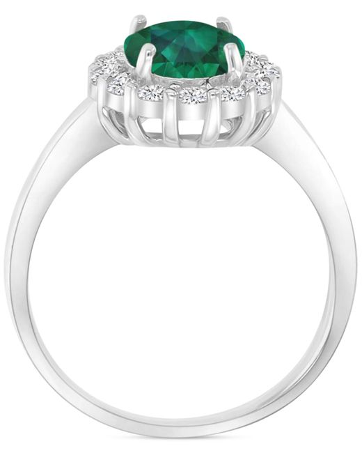 Macy's Green Red & White Cubic Zirconia Oval Halo Ring