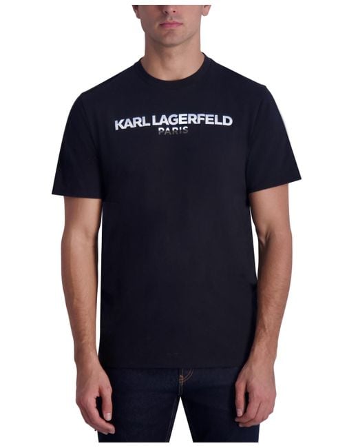 Karl Lagerfeld Blue Slim Fit Short-sleeve Logo T-shirt for men