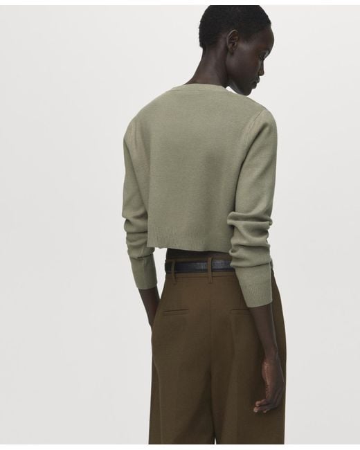 Mango Green Knitted Button Cardigan
