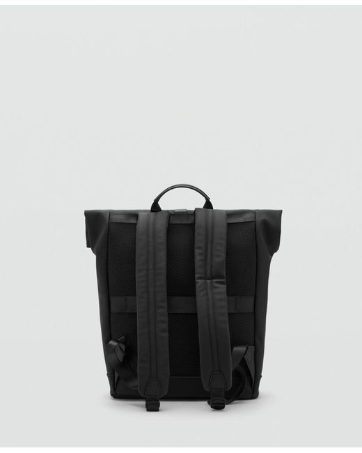 Mango Black Flap Closure Rubberized Backpack for men