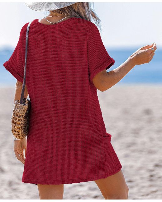 CUPSHE Red Sunny Days Only Green Cover-up Mini Beach Dress