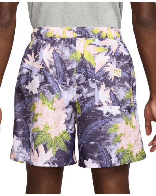 Nike Blue Club Woven Flow Floral Print Drawstring Shorts for men
