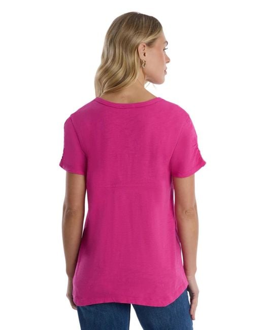 Wilt Pink Clothing Ruched Sleeve Tee