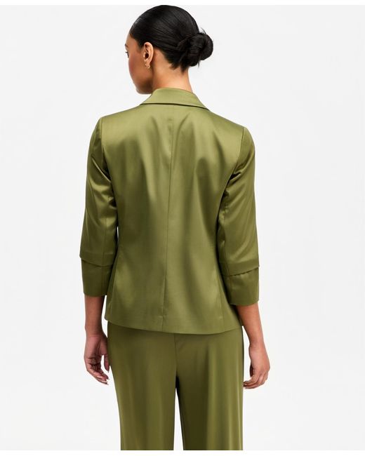BarIII Green Satin Open-front Blazer