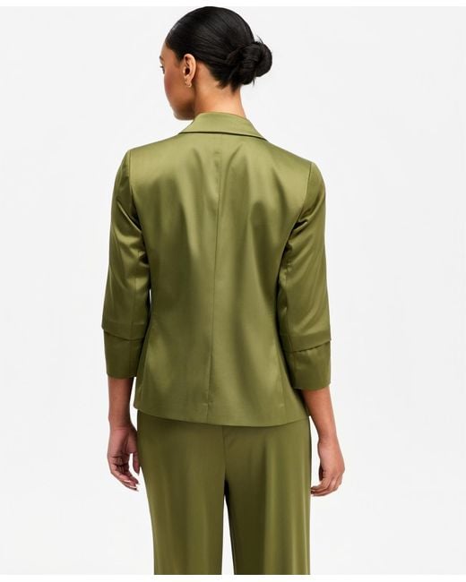BarIII Green Satin Open-front Jacket