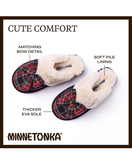 Minnetonka Black Bow Scuff Slippers