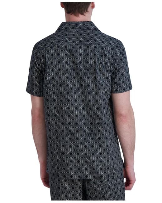 Karl Lagerfeld Black Woven Geometric Shirt for men