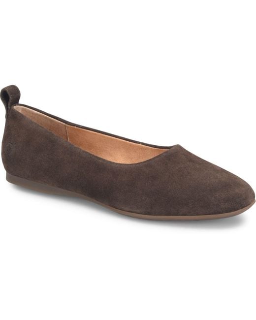 Born Leather Beca Comfort Ballet Flats in Dark Brown Suede (Brown) Lyst
