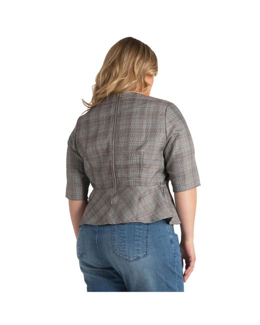 Standards & Practices Gray Plus Size Peplum Plaid Jacket