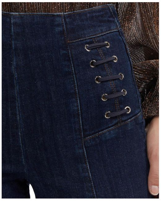 Bebe Wide Leg High Waist Eyelet Jeans in Blue Lyst