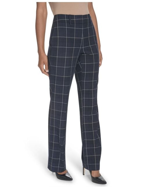 Tommy Hilfiger Blue Chloe Plaid Printed Bootcut Trousers