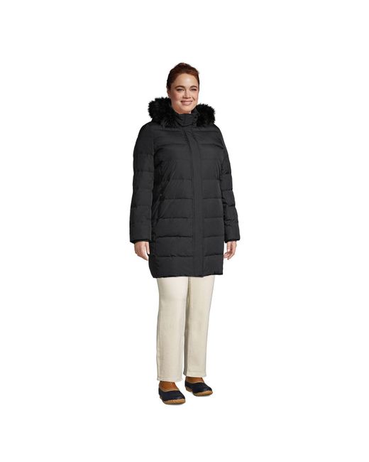 Lands' End Plus Size Down Winter Coat in Black | Lyst