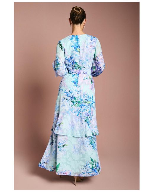Coast Blue Long Sleeve Chiffon Belted Maxi Dress