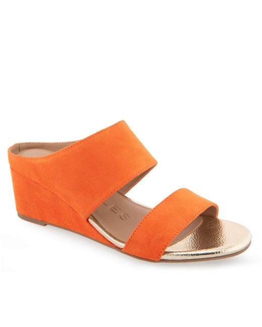 Aerosoles Orange Wheeler Strap Wedge Sandals