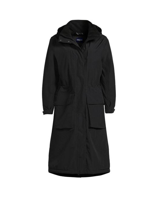 Lands' End Black Tall Squall Waterproof Insulated Winter Stadium Maxi Coat