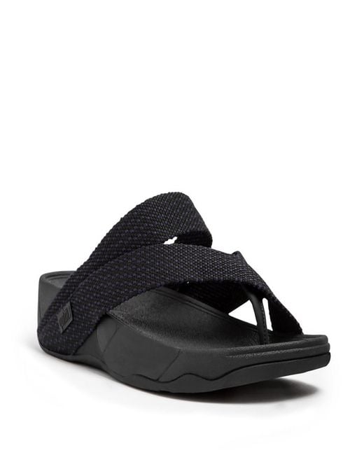 Fitflop Black Sling Weave Toe Post Sandals for men