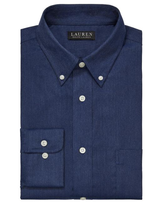 Lauren by Ralph Lauren Blue Town Country Classic/regular-fit Ultraflex Stretch Untucked Dress Shirt for men