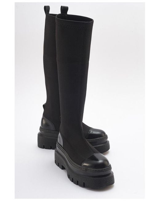 Prologue Shoes Black Celine Scuba Knee High Boot ()