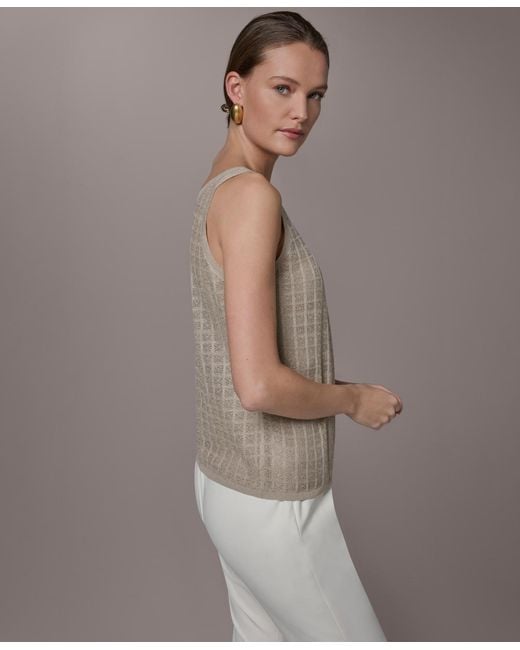 Donna Karan Brown Grid Pattern Sleeveless Sweater