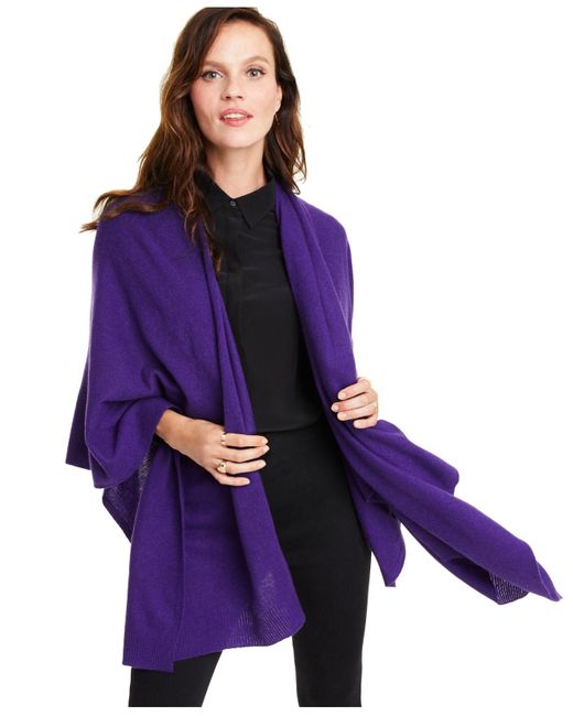 Charter Club Purple Solid Cashmere Wrap, Created For Macy's