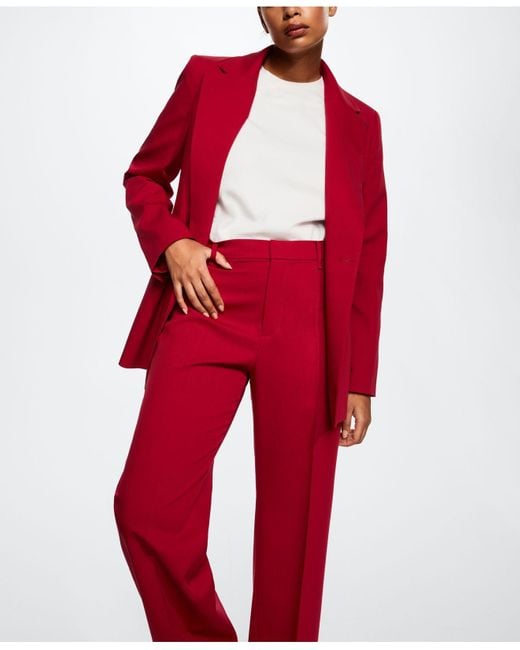 Mango Straight Suit Pants in Red | Lyst