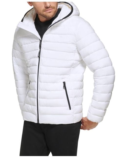 Calvin Klein White Hooded & Quilted Packable Jacket for men