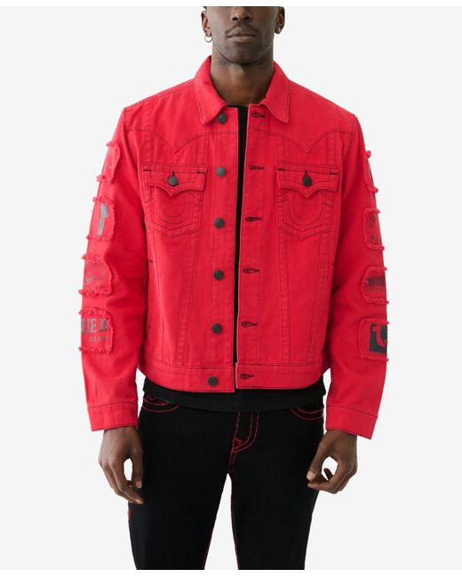 True Religion Red Jimmy Sleeve Patch Jacket for men