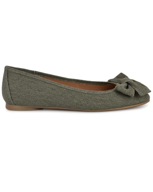 Nine West Gray Veronika Denim Bow Ballet Flats