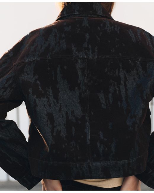 Mango Black Devore Denim Jacket