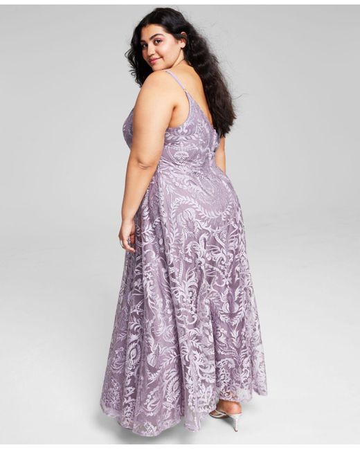 Speechless Synthetic Trendy Plus Size Embroidered Gown in Mauve ...