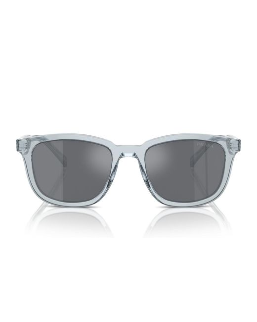 Prada Gray Iconic Plaque Rectangular Sunglasses for men