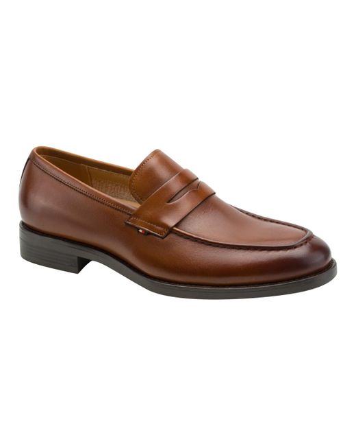 Tommy Hilfiger Brown Covel Leather Penny Dress Loafers for men
