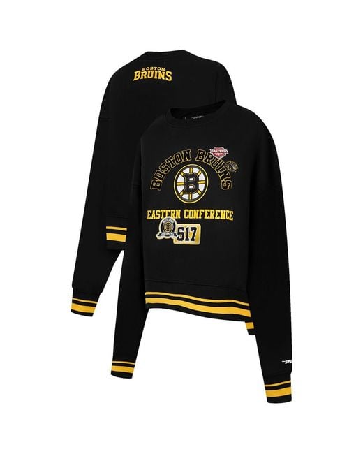 Pro Standard Black Boston Bruins Area Code Cropped Pullover Sweatshirt
