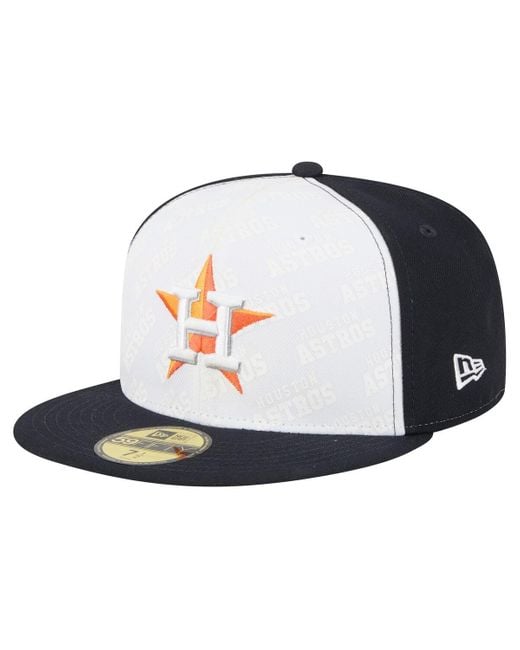 KTZ Blue White/navy Houston Astros Repeat 59fifty Fitted Hat for men