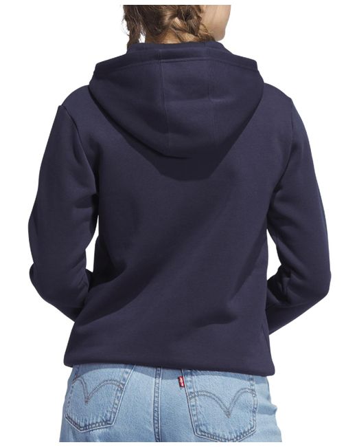 adidas Fleece Linear Logo Pullover Hoodie in Red Lyst