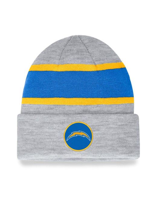 Fanatics Branded Heather Gray Los Angeles Chargers Logo Cuffed Knit Hat in  Blue for Men | Lyst