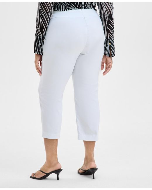 INC International Concepts White Plus Size Mid-rise Pull-on Capri Pants
