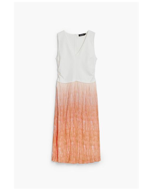 Desigual White Long Gradient Dress