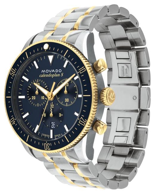 Movado Metallic Heritage Two Tone Stainless Steel Bracelet Watch 42mm for men