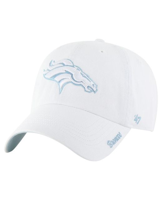 '47 White 47 Denver Broncos Ballpark Cheer Clean Up Adjustable Hat
