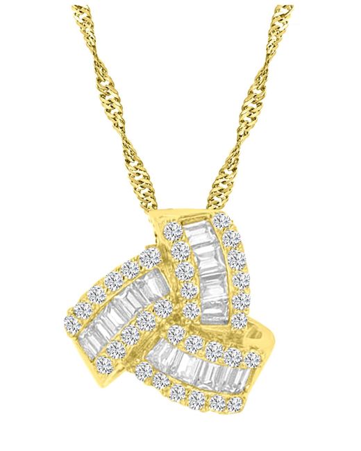 Macy's Metallic 2-pc. Set Cubic Zirconia Round & Baguette Love Knot Pendant Necklace & Coordinating Stud Earrings