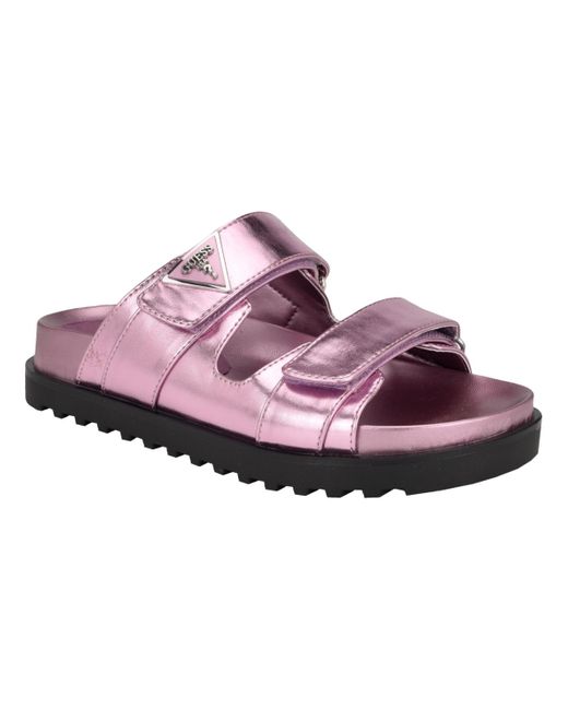 Guess Purple Fabula Lug-sole Logo Footbed Sandals